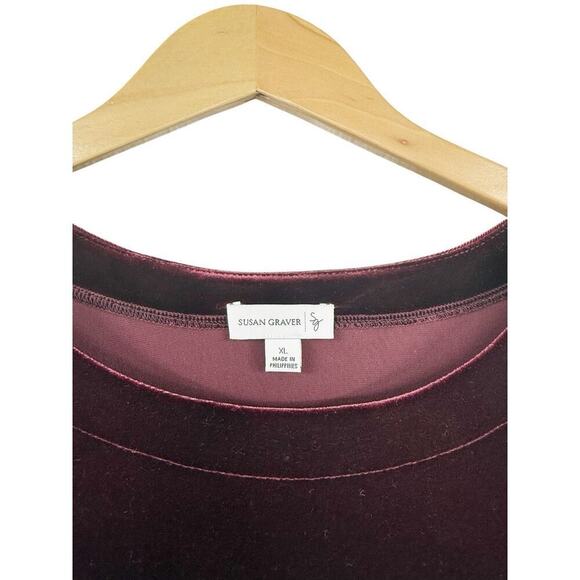 Susan Graver Red Burgundy Velvet Tunic Dress Womens XL - Picture 2 of 7